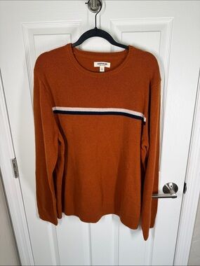 Goodthreads 100% lambswool crewneck preppy chest stripe sweater size XL